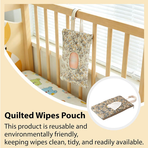 Generic (2Green) Quilted Baby Wipe Holder,Quilted Baby Diaper and Wipes Pouch,Floral Diaper Pouch Portable,Reusable