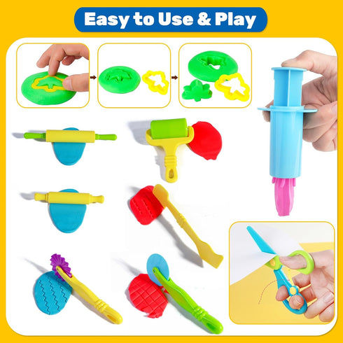 Playdough Tools for Kids, 24 Pieces Set with Rolling Pins, Cutters, Extruders, and Scissors