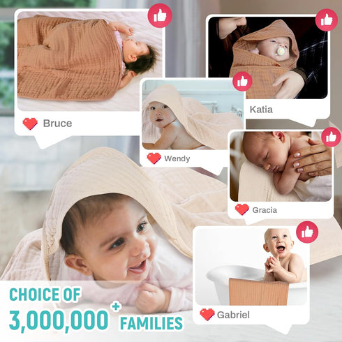 MIGIOL 100% 32x32Inch 2 Hooded Baby Bath Towels Muslin Cotton Baby Bath Towel for Infant, Toddler and Kids,Soft