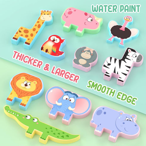 10 Pack Zeoddler Montessori Toys for Toddlers, Wooden Animal Stacking Blocks, Sorting & Stacking Preschool Learning
