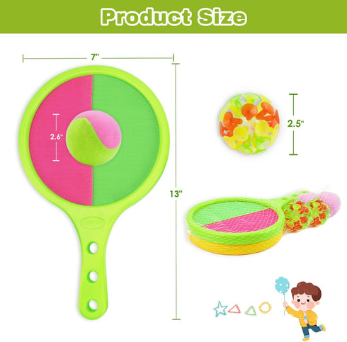 Set 3+ Sets Summer Toss and Catch Game for Kids: Toss and Catch Ball - Outdoor Catching Balls Paddle Toys for Ages