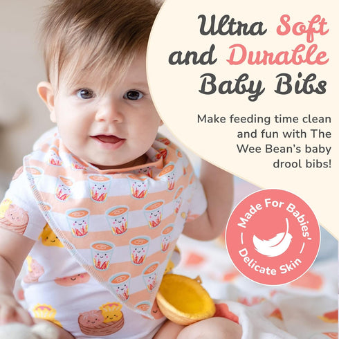 The Wee Bean Organic Cotton Bandana Bibs 2pcs Set, Baby Bandana Drool Bibs for Boys Girls Unisex, Teething and Drooling