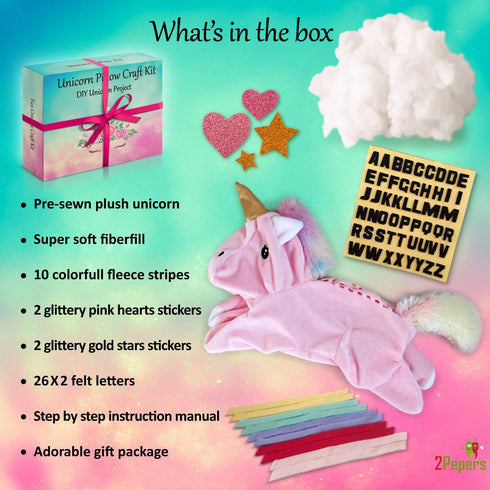 Make Your Own Unicorn Pillow Kit for Girls, Arts and Crafts (No Sewing Needed), DIY Stuffed Craft Kit for Kids Gifts