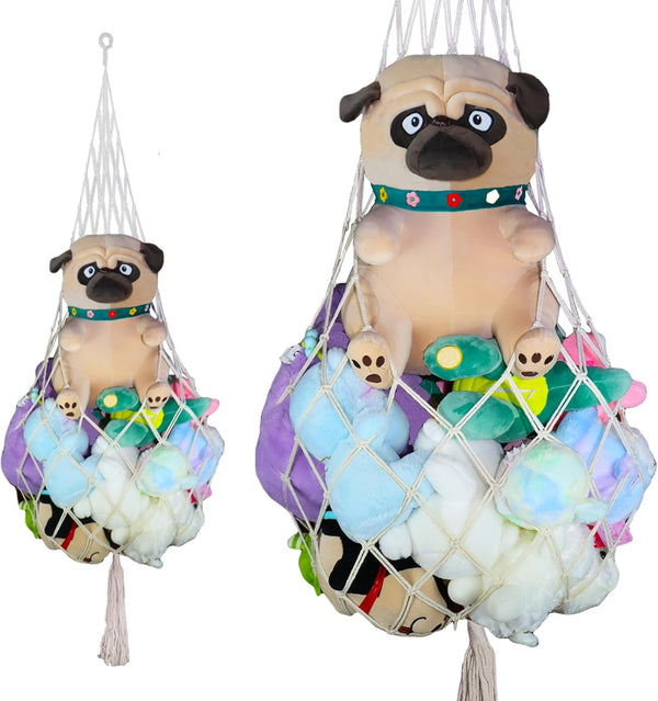 Stuffed Animal Storage White Hammock, Drop Shape Ceiling Hanging Net for Toys or Clothes Holder, Kid Room Organization