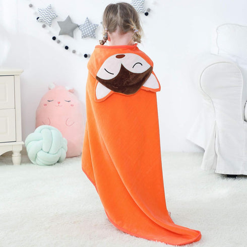 MICHLEY Animal Hooded Baby Towel Washcloth - Premium Cotton Bathrobe for Girls Boys 0-6T (Fox)