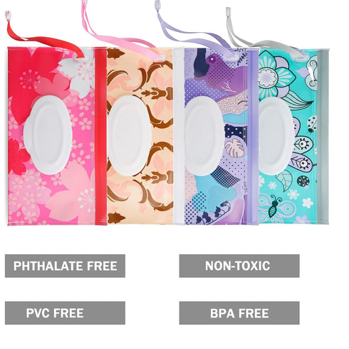 4 Pack PandaEar Baby Wipe Dispenser, Portable Wipe Holder Refillable Baby Wipes Container Wet Wipe Pouch or outings