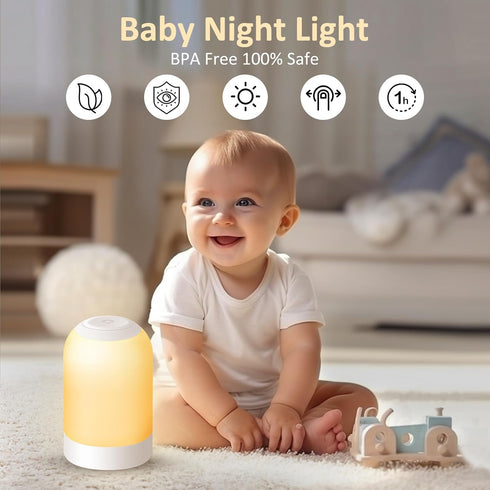 Dimmable Bedside Touch Night Light, Baby Nursery Nightlight for Kids Adults, Egg Light with Timer, Small Cordless Table