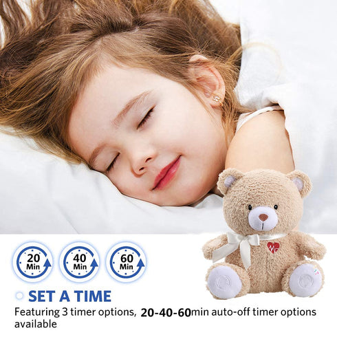 9 BEREST Baby Cry Activated Sleeping Aid Soother, White Noise Machine Infant Stuffed Animal Baby Gifts Bear Toy