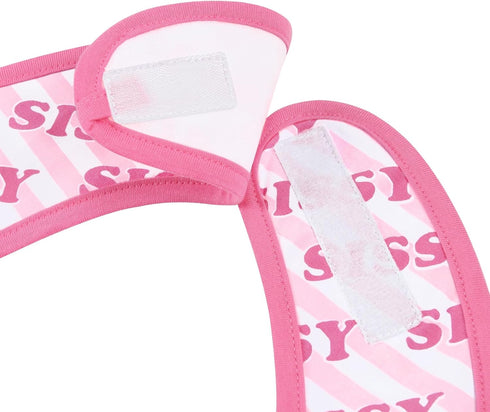 Littleforbig Cotton Waterproof Babydoll Printed Adult Bib - Adjustable Velcro Closure, Pretty in Pink Sissy Bib