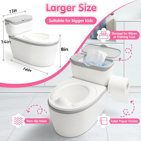 TOSGN 3-in-1 6 Toddler Potty Training Toilet, for Ages Months+, Realistic Potty Training Seat with Flushing Sound
