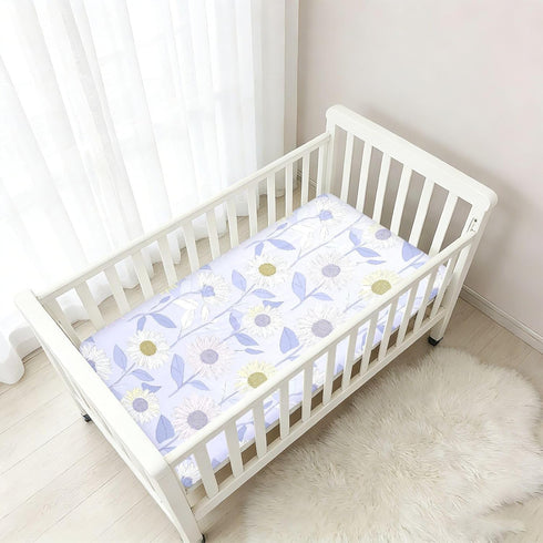 miaozhen 1 Pack 52x28 Cotton Baby Crib Sheets Comfy Breathable Blu Ray Sunflower Pastel Purple Crib Mattress Sheet