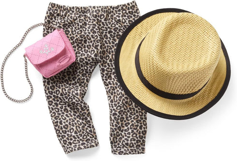 American Girl Truly Me 18-inch Doll Accessories: Leopard-Print Pants, Pink Pants, Straw Hat with Ribbon, Ages 6+