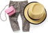 American Girl Truly Me 18-inch Doll Accessories: Leopard-Print Pants, Pink Pants, Straw Hat with Ribbon, Ages 6+