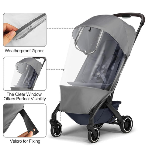 GOCKUAP Rain Cover for Joolz AER+ Stroller, Windproof & Waterproof Stroller Weather Shield Accessory, All-Season Baby