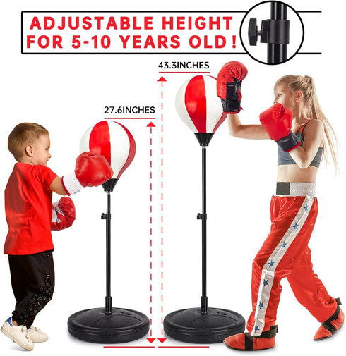 Punching Bag for Kids with 2 Pack Boxing Gloves, Boxing Toys for Boys & Girls Age 5-10, Height Adjustable Stand
