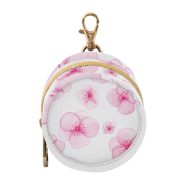 Cherry Blossom Round Pacifier Storage Case with Zipper, Portable Pacifier Case for