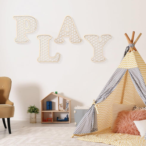 Generic 12 Play Sign - In Wooden Rattan Letters Playroom Sign, Playroom Wall Decor for Toddler Girls Boys, Play Room