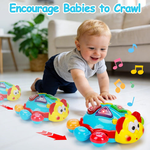 6-12 Tummy 0-6 7 8 9 10 1 2 Baby Crawling Toys Months, Musical Light Up Time Toy for Infant Month Old, Toddler Spanish