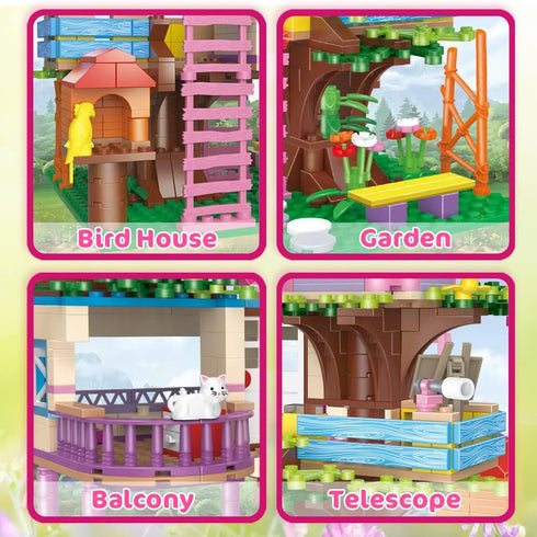 Set 6-12+ HOGOKIDS Tree House Friends Building with LED Light - Girl House Forest Building Block Toy Kit, Birthday