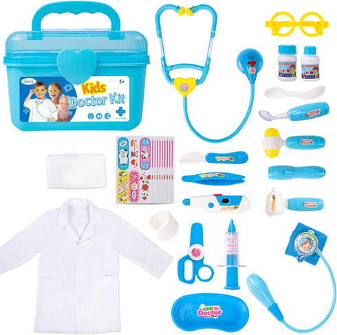 Liberry Toy Doctor Kit for Toddlers 3-5 Years, 30 Pcs Medical Playset Gift with Stethoscope and Dress Up Costume