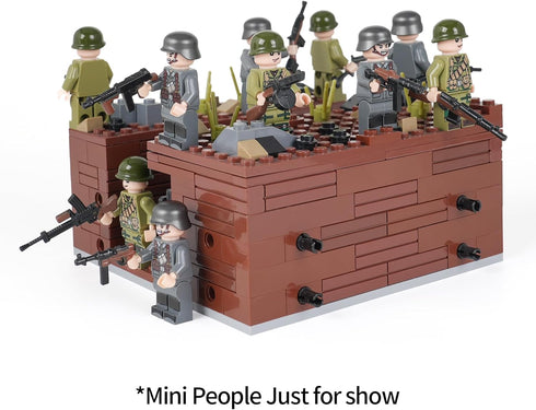 WW2 Battlefield Right Corner Military Block Set, 200PCS Military Building Block Set Can Freely Build Battle Scenes