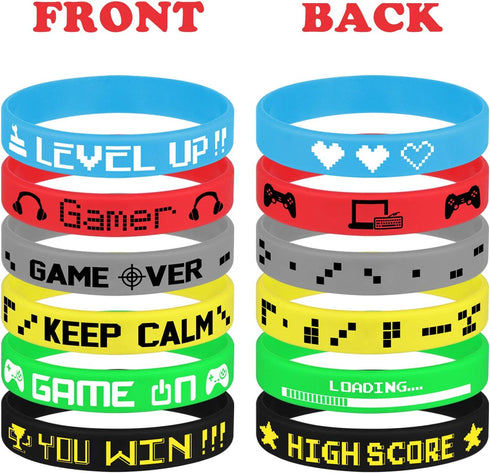 TUPARKA 36 Pcs Video Game Silicone Wristbands for Birthday Party Baby Shower Party Favors, 6 Styles