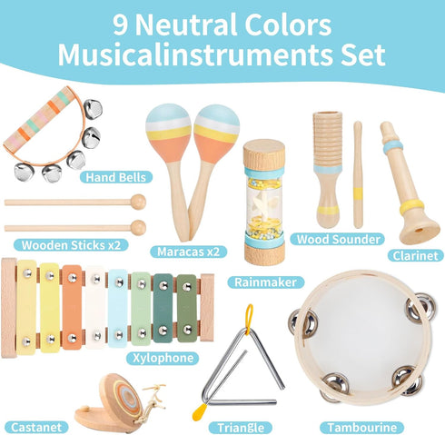 Set 1-3 Set ZJEFUNS Baby Musical Instruments Wooden Montessori Toys for Toddlers Percussion Instruments Modern Boho