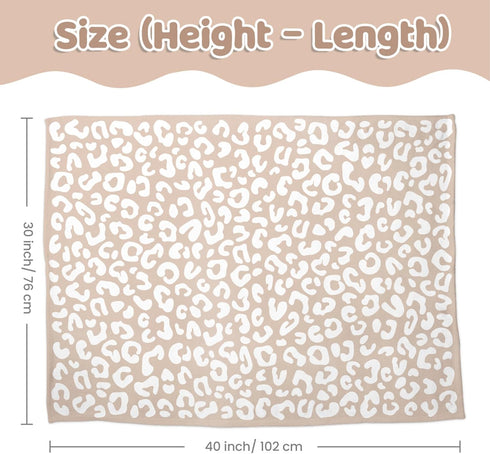 30 40 Inches Leopard Print Minky Baby Blanket x for Girls, Soft Plush Receiving Blanket with Dotted Back, Gift