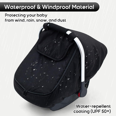 Winter Baby Car Seat Cover, Infant Car Seat Cover with Thickened Fleece Lined, Warm Carseat Covers with Side Breathable