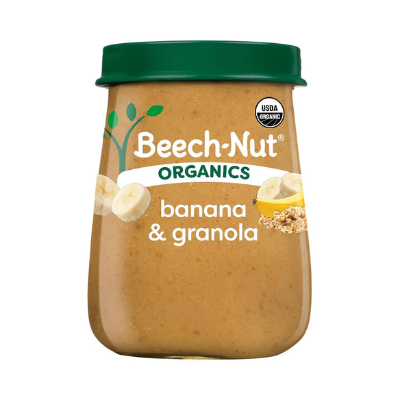 Beech-Nut Organic Baby Food Jars, Organic Banana & Granola Puree, Stage 2
