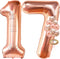 KatchOn Giant Rose Gold 17 Balloon Numbers, 40 Inch Birthday Balloons Set for Happy 17th Birthday Decorations