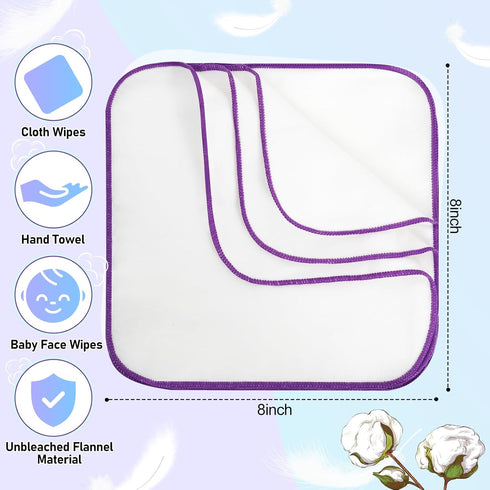 54 Packs Flannel Cloth Baby Wipes Reusable Baby Wipes with Green Upgraded Wipes Dispenser, Reusable & Durable Cloth