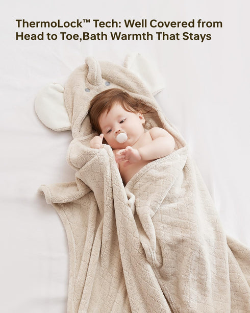 Babygreat 49x31 Hooded Baby Towels Super Absorbent Baby Bath Towel for Winter Extra Large Ultra Soft Coral Fleece