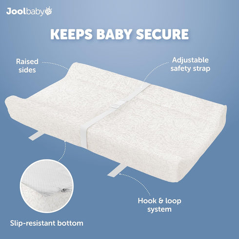 Jool Baby Serenity Soft Changing Pad + Washable Cover, Non-Slip - Fits Standard Changing Tables & Dressers (Wave