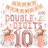 10th Birthday Decoration Girl, Rose Gold Double Digits 10 Birthday Decorations with Balloons and Cake Topper