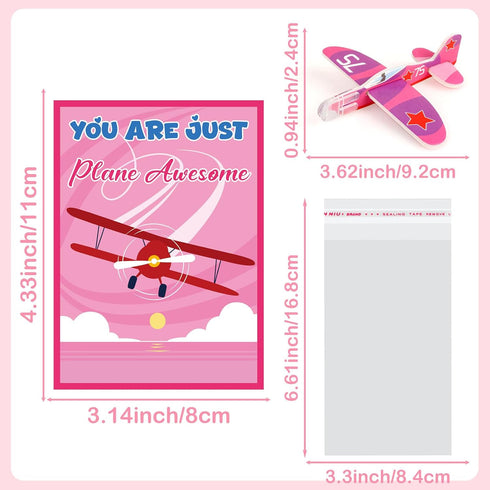 28 Pcs Valentine's Day Gift Card with Foam Airplanes Toys for Kids Boys Girls Valentines Party Favor Classroom Exchange