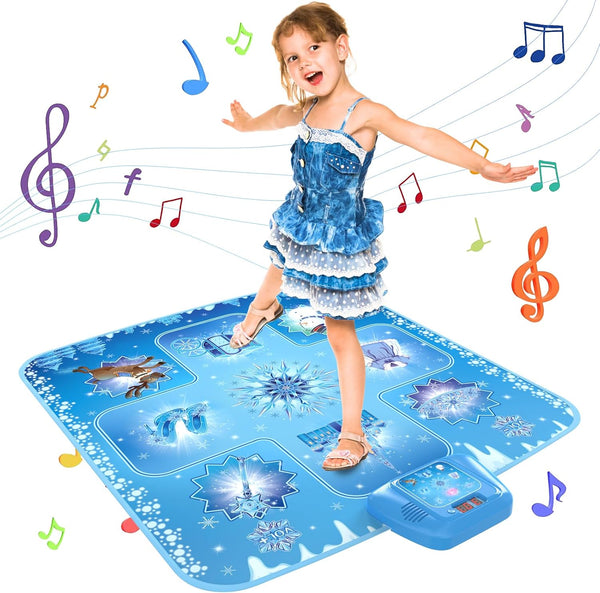 GirlsHome Dance Mat - Frozen Electronic Dance Pad with 5 Game Modes, Built-in Music, LED Kids Musical Mat