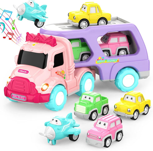 LASCOTON Toys for 1 2 3 Year Old Girl, 5-in-1 Carrier Truck