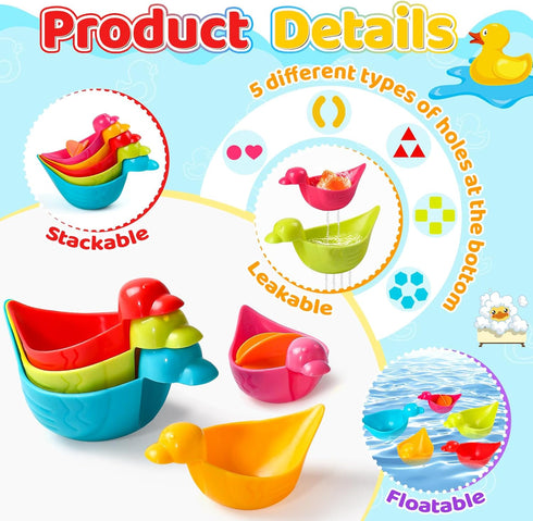 2-4 8 1-3 1 2 3 4 5 6 Fajiabao Bath Toys Toddlers PCS Mold Free Bath Toys for Kids Ages with Floating Ducks & Water