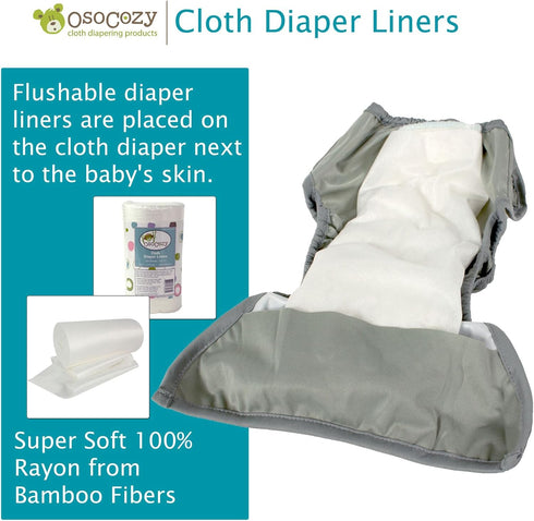 OsoCozy 3 Pack -100 -3 Flushable Diaper Liners - Makes Cloth Diapering Laundering Easier - Super Soft and Gentle on