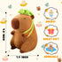 9.8in Capybara Plush, Cute Stuffed Animals with Turtle Backpack, Kawaii Plushie Toys for Kids