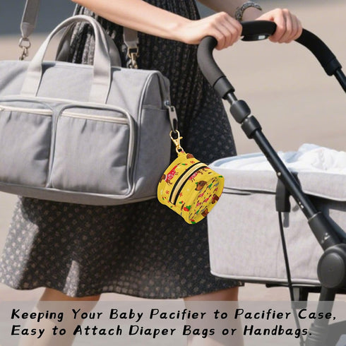 Christmas Dog Round Pacifier Storage Case with Zipper, Portable Pacifier Case for Travel, Diaper Bag & Purse, Pacifier