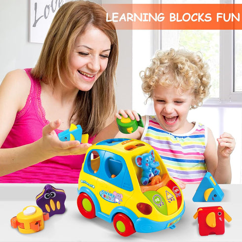 1 6-12-18 1 2 3 Baby Toys for Year Old Boy Girl Gift Musical Bus Baby Toys Months Toddler Early Learning Montessori