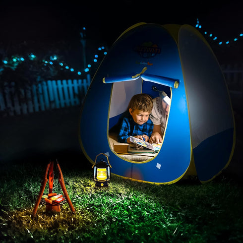 FUN LITTLE TOYS Kids Play Tent with Camping Toys, Toddler Tent with Battery Lantern, Kids Pop Up Tent Indoor Outdoor