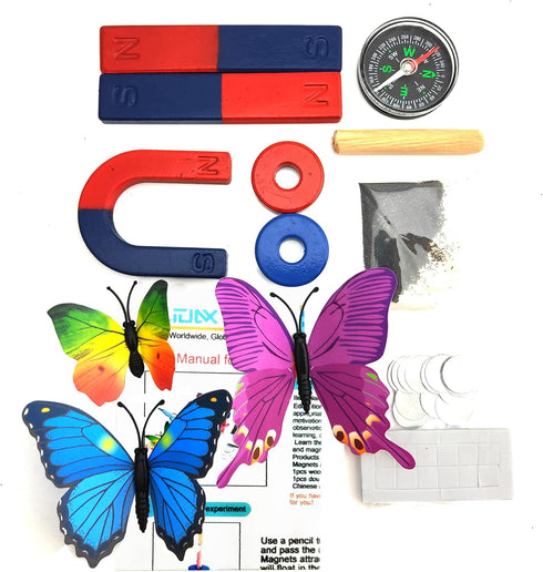 EUDAX Physics Science Magnets Kit for Education, Includes Bar/Ring/Horseshoe/Compass Magnets