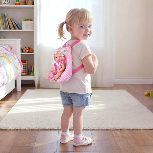 Set 1012 Inch BABESIDE Baby Doll Carrier Realistic Baby Doll Accessories with Carrier, Bib, Rattle, Bottle & Feeding