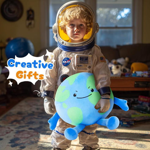 10 Inch Athionsu Earth Plush Pillow Soft Round Planet Stuffed Toy Cute Earth Pillow for Astronomy Education, Kids Room