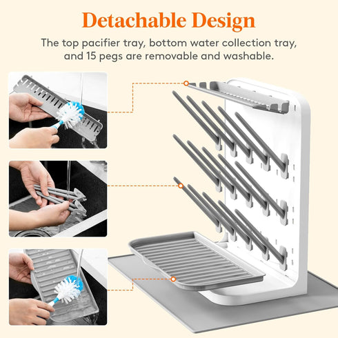15 Countertop Lifewit Large Baby Bottle Drying Rack with Drain Mat & Hooks, Newborn Essentials Must Haves, Holder
