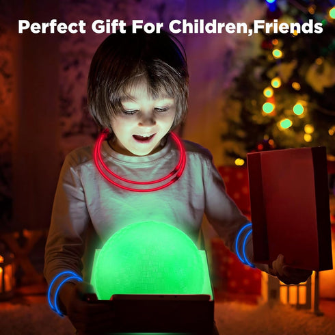 Hiboom 6 Pcs Glow in The Dark 10'' Sports Kickball Set with Dodgeball, Air Pump, 100 Glow Sticks, and Storage Bag for