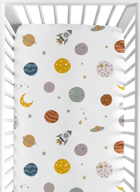 Sweet Jojo Designs Fitted Baby Crib Sheets (Outer Space Themed) for Boys,